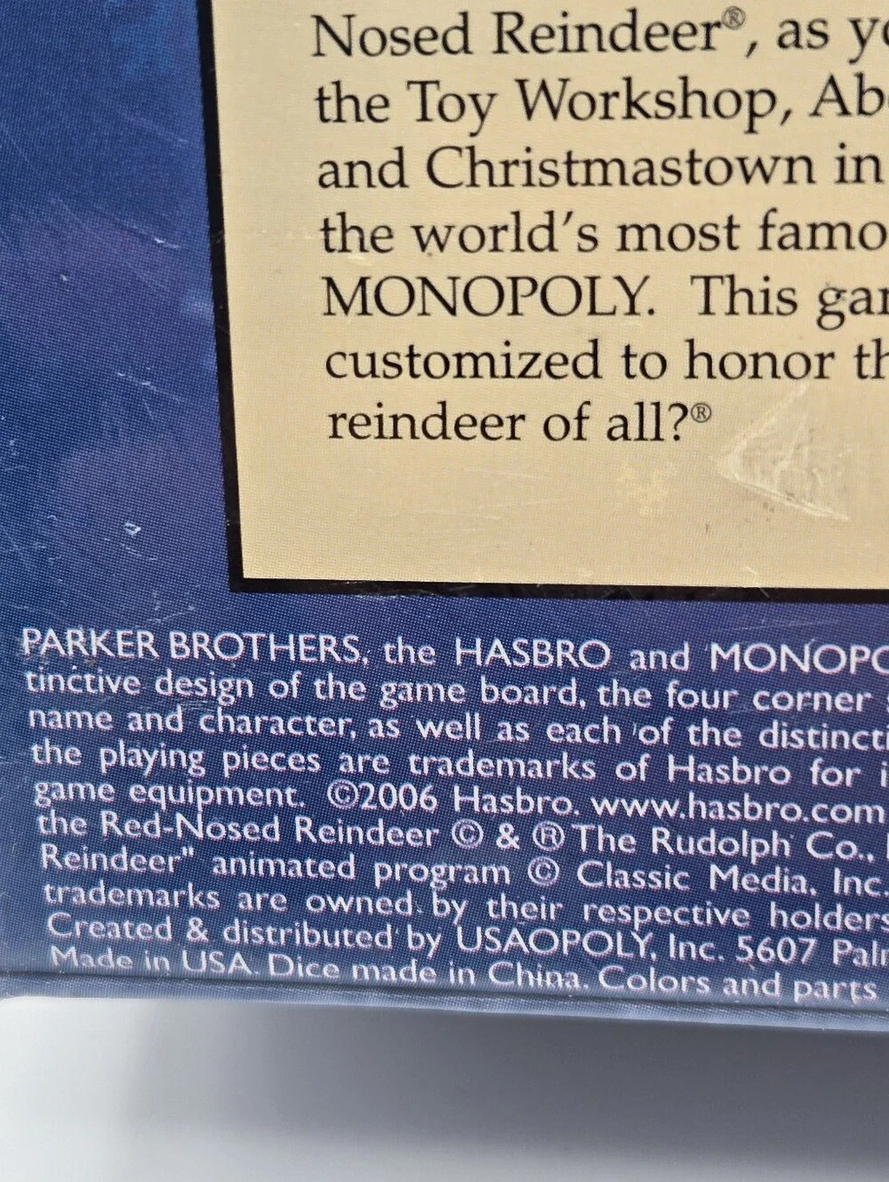 Hasbro Monopoly Rudolph The Red Nosed Reindeer Collect Edition Board Game 2006